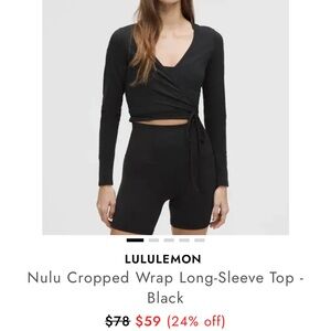lululemon athletica Black Wrap Crop Top XL